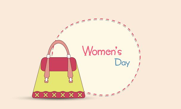 Ladies hand bag for Happy Women's Day celebration. - Vetor, Imagem
