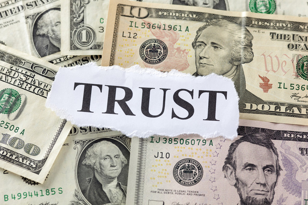 Word "Trust" on Dollar Bills - Zdjęcie, obraz
