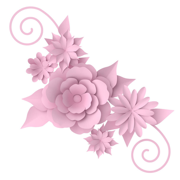 3D flower. Paper flower. 3D illustration. - Valokuva, kuva