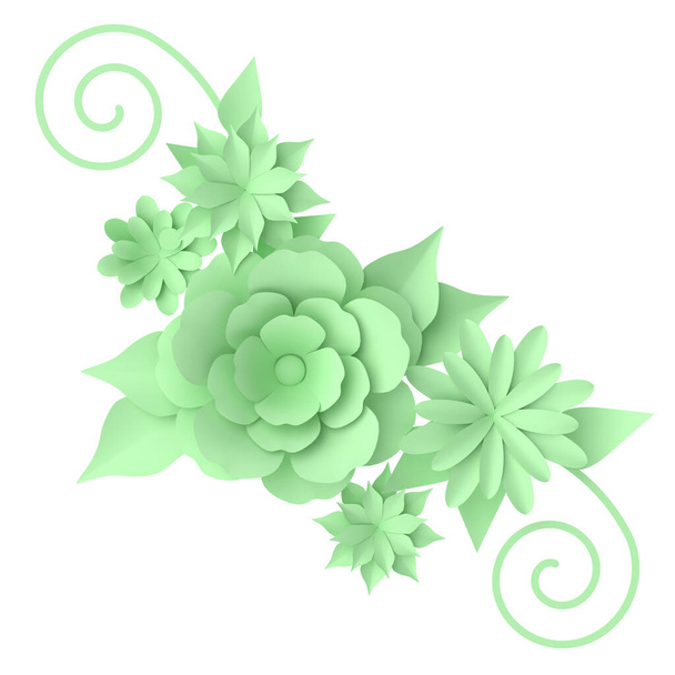 3D-Blume. Papierblume. 3D-Illustration. - Foto, Bild