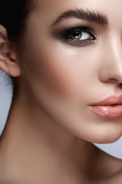 Portrait of beautiful woman with trendy makeup and soap brow - Zdjęcie, obraz