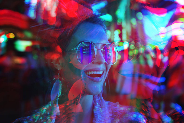 Young woman having psychedelic trip with hallucinations after drug abuse - Photo, image