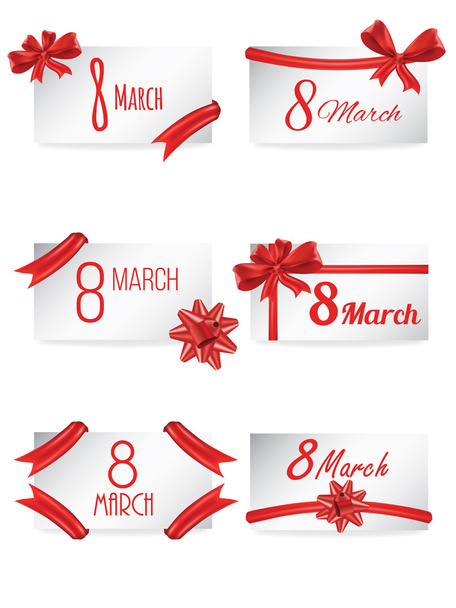 Gift card for 8 march women's day, vector set - Wektor, obraz