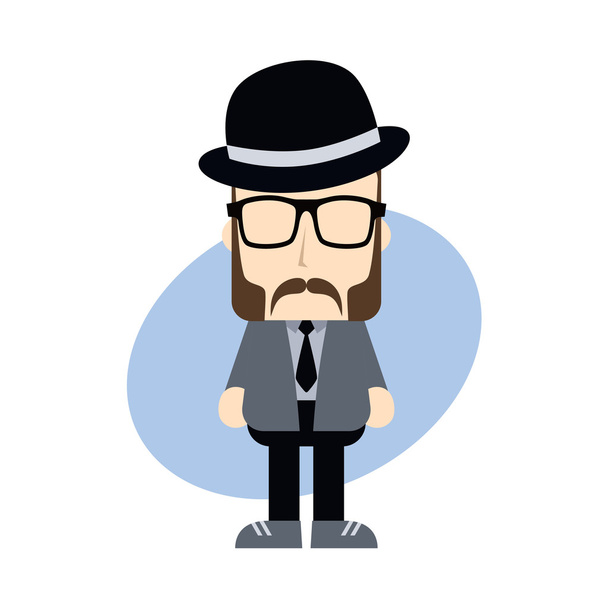Hipster with bowler hat - Vector, Image