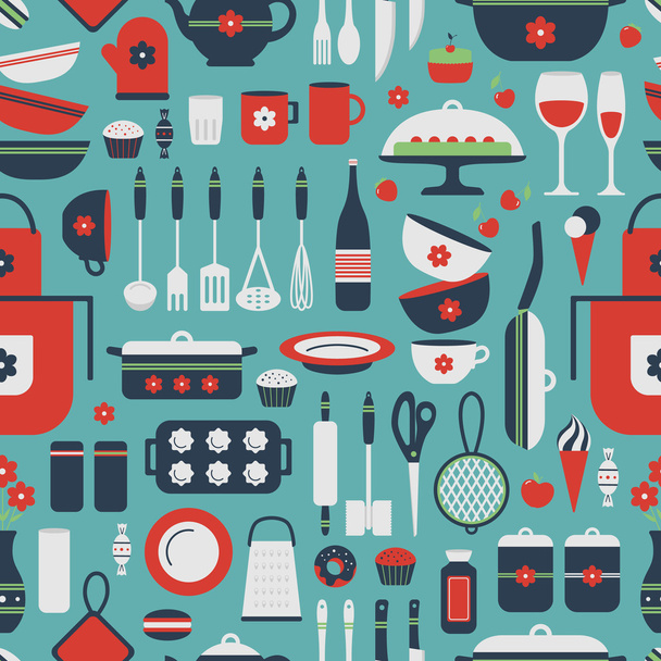 Seamless pattern of kitchen utensils. - Foto, Imagen