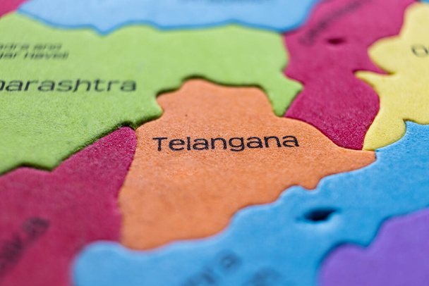 Selektivní zaměření na mapu Telengany - státu Indie - Fotografie, Obrázek