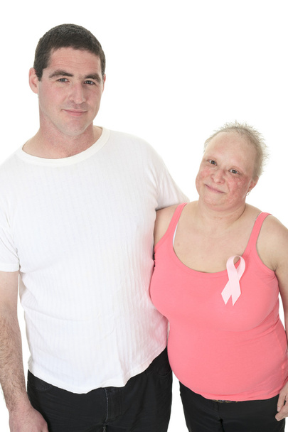 A great couple together to fight the breast cancer. - Zdjęcie, obraz