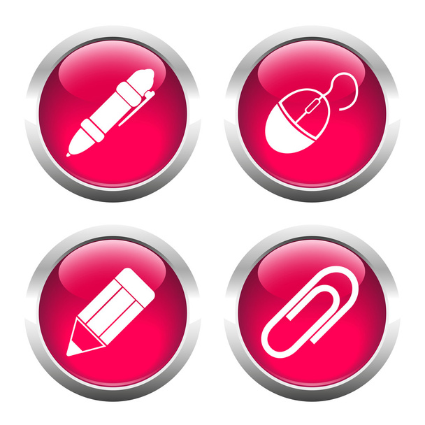 Set of buttons for web, pencil, pen, paper clip, the camera. - Вектор,изображение