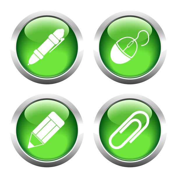 Set of buttons for web, pencil, pen, paper clip, the camera. - Vector, afbeelding