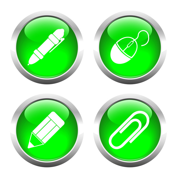 Set of buttons for web, pencil, pen, paper clip, the camera. - Vektor, kép