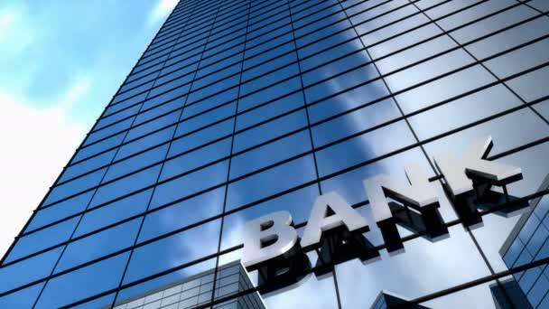 Bank gebouw blauwe hemel time-lapse. - Video