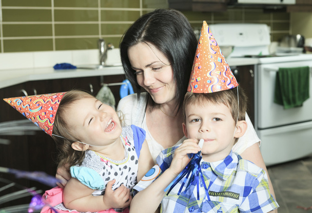 A Birthday Family with mother and children - Фото, изображение