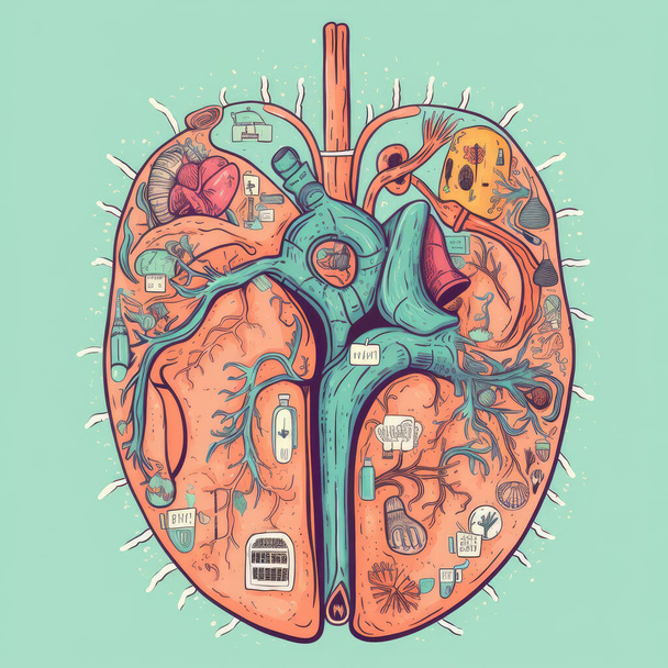 Órgãos internos humanos - coração, pulmões, pâncreas - Foto, Imagem