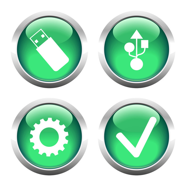 Set of buttons for web, yusb, cogwheel, check. - Vecteur, image