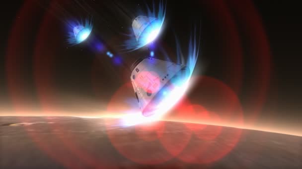 Művész renderelés, űrkapszula ereszkedik a Marsra. - Felvétel, videó