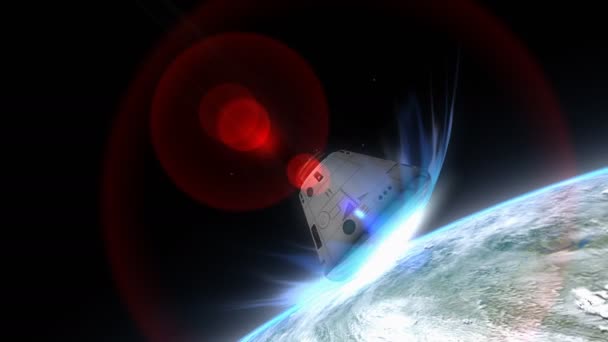 Művész renderelés, űrkabin ereszkedik a Földre. - Felvétel, videó