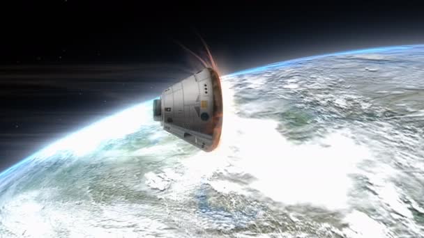 Művész renderelés, űrkabin ereszkedik a Földre. - Felvétel, videó