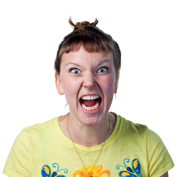 怒っている叫ぶ女性 - 写真・画像