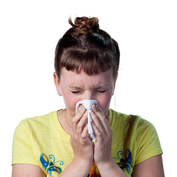アレルギーを持つ若い女性 - 写真・画像