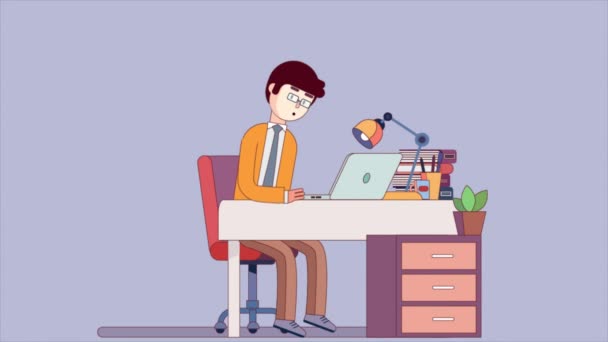 Man aan het werk op kantoor met laptop - Video
