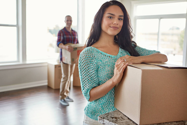 I cant wait to start unpacking. a young couple moving into their new home - Photo, Image