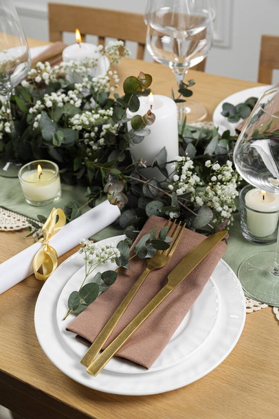 Stylish elegant table setting for festive dinner - Valokuva, kuva