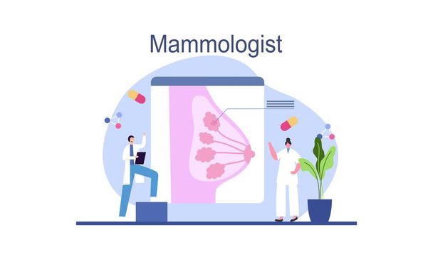 Концепція мамолога консультація з лікарем про грудні хвороби ідея охорони здоров'я та медицини
 - Вектор, зображення