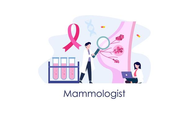 Mammologue concept consultation avec un médecin sur les maladies du sein idée de soins de santé et médical - Vecteur, image