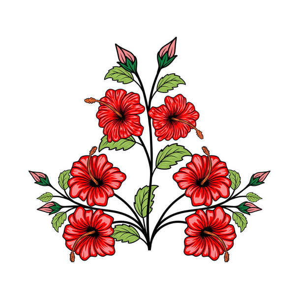 hibiscus flower vector logo. Leaf, twig and flower design elements, for labels, signs. Vector illustration - Vettoriali, immagini