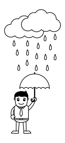 Homem segurando um guarda-chuva na chuva
 - Vetor, Imagem