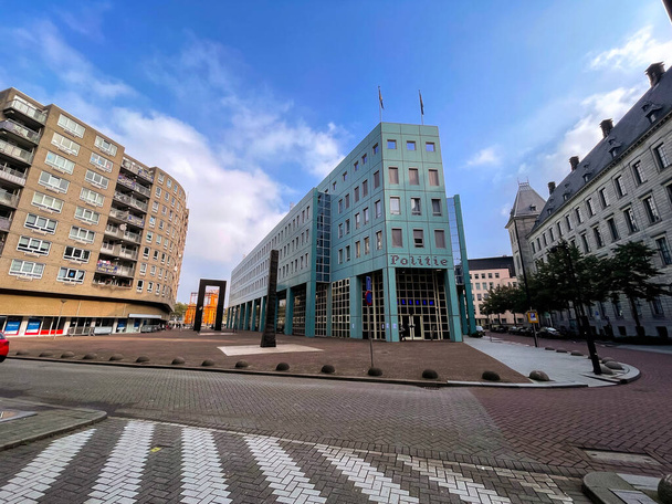 Rotterdam, Netherlands - October 10, 2021: The Central Police Station building, Doelwater Hoofdbureau in Rotterdam, Netherlands. - Zdjęcie, obraz