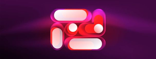 Neon circle abstract background. Template for wallpaper, banner, presentation, background - Vector, Imagen