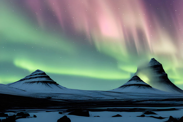 aurora boreale con stelle nel cielo notturno - Foto, immagini