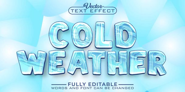 Cartoon Blue Cold Weather Vector Editable Text Effect Template - Vector, Image