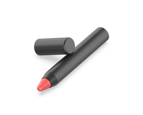 Black lip color crayon for branding and mockup template, 3d render illustration. - Φωτογραφία, εικόνα