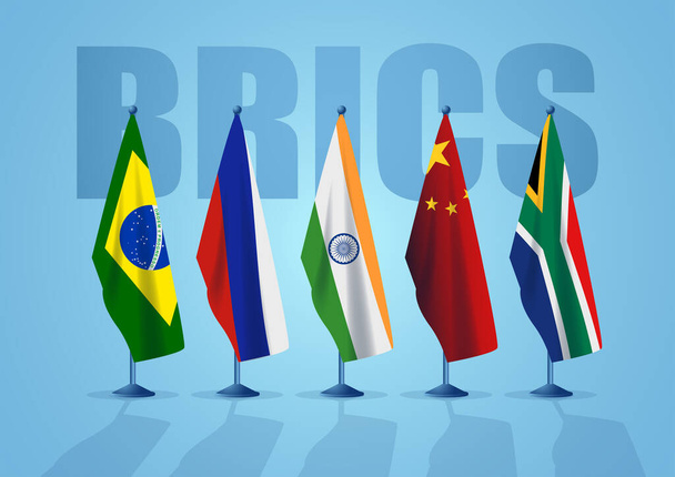BRICS諸国の旗のベクトルイラスト - ベクター画像
