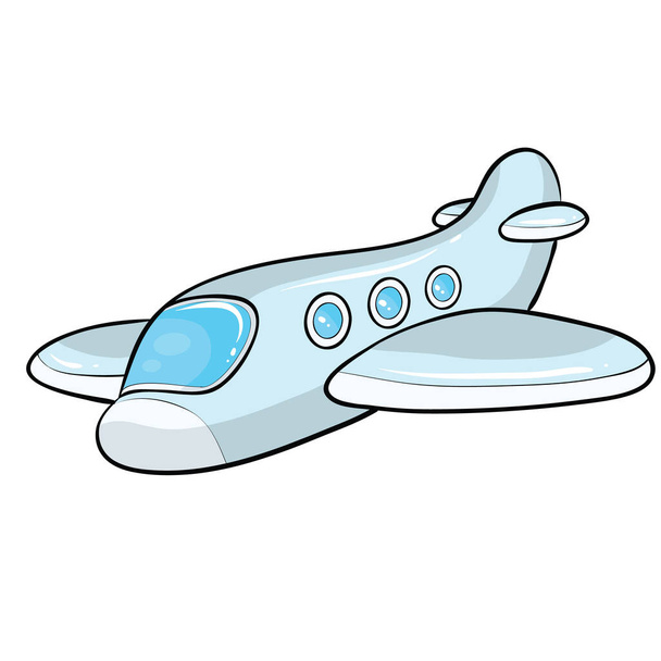 blue color airplane, cartoon illustration, isolated object on white background, vector, eps - Vektor, Bild