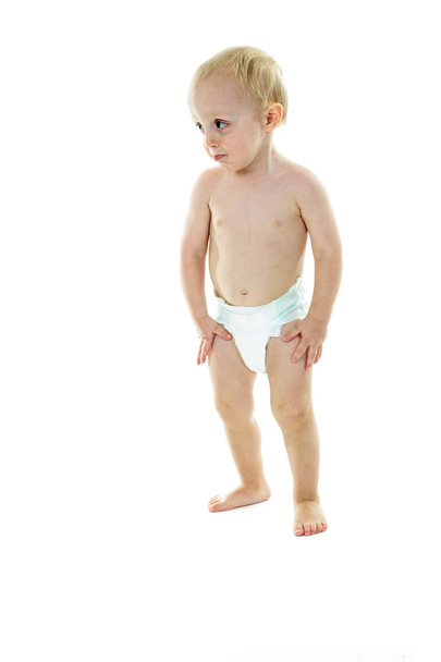 A sad little boy unhappy on diaper - Foto, immagini