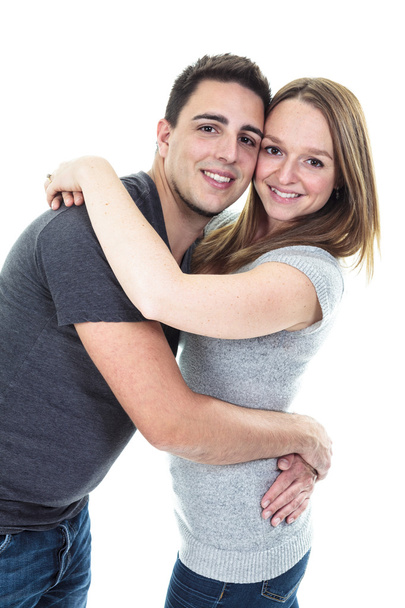 A Cute couple on studio white background - Photo, Image