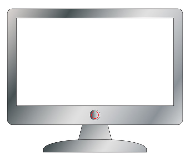 Computer Screen Silver With Off Button - Vector, Image