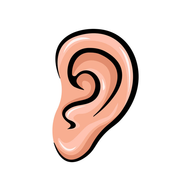 Illustration vectorielle isolée d'art de bande dessinée d'oreille colorée - Vecteur, image