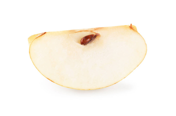 Rebanada de pera de manzana fresca aislada en blanco - Foto, imagen
