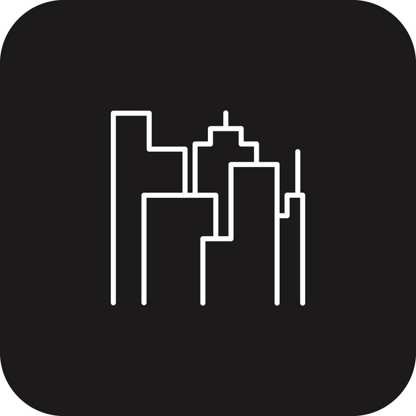 City Real Estate icon with black filled line style. urban, town, cityscape, architecture, skyscraper, home, construction. Vector illustration - ベクター画像