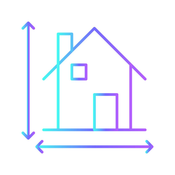 Dimension Real Estate icoon met blauwe duotone stijl. oppervlakte, hoogte, grootte, breedte, vierkant, meter, maat. Vectorillustratie - Vector, afbeelding