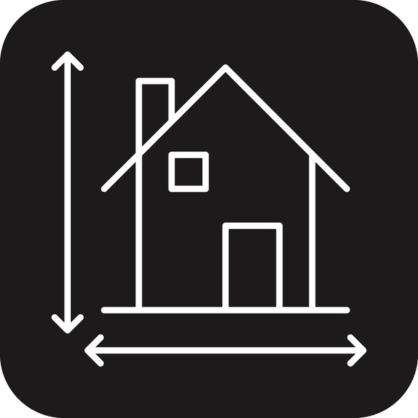 Dimensione Icona immobiliare con linea nera riempita stile. area, altezza, dimensione, larghezza, quadrato, metro, misura. Illustrazione vettoriale - Vettoriali, immagini