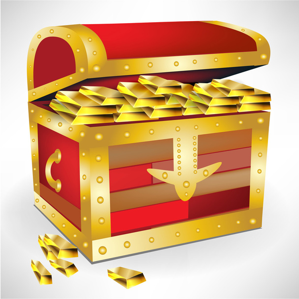 open chest with golden treasure - Вектор, зображення
