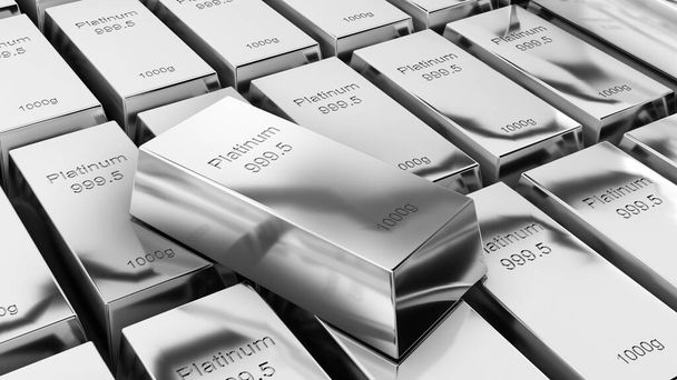 Platinum bars 1000 grams pure platinum,business investment and wealth concept.wealth of platinum,3d rendering - Photo, image