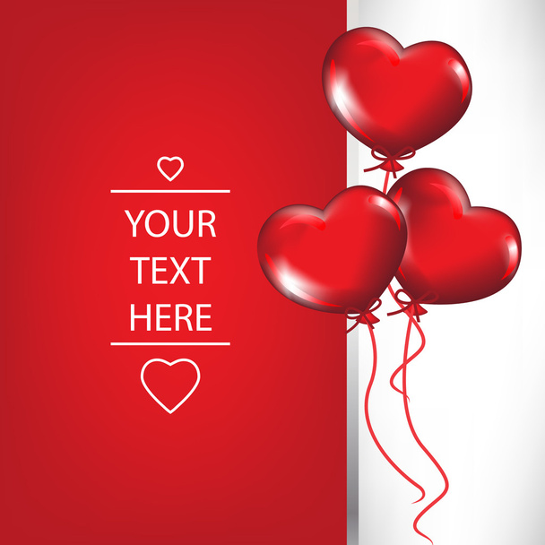 Valentijn kaart met Hartvormige ballonnen - Vector, afbeelding