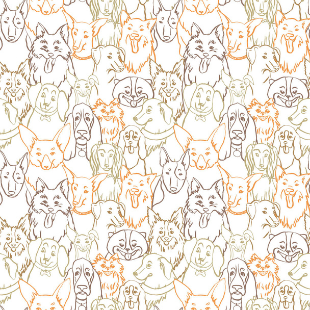 Psi hladký vektorový vzorec. Ilustrace s buldokem, bobtail, jezevčík, bulteriér, doberman, spitz, chihuahua - Vektor, obrázek