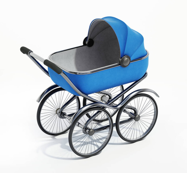Vintage baby stroller isolated on white background. 3D illustration. - Photo, Image